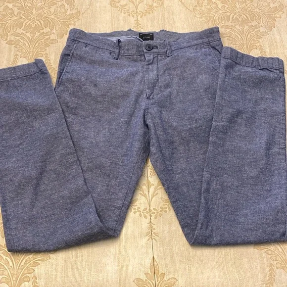⚓️ J.Crew NWOT Mens 484 Slim Chino Pants in Stretch Linen Blend Slub Cotton Blue